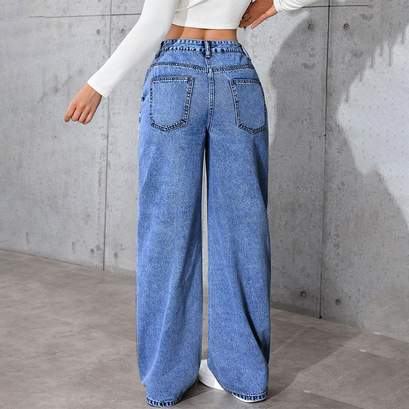 Novas Calças Jeans Fashionáveis para Mulheres de Cintura Alta, Perna Reta, Soltas e Casuais