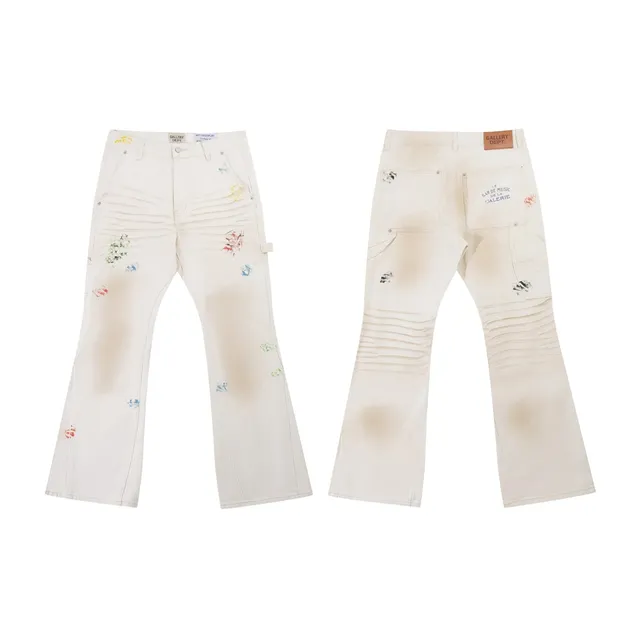Calças de Denim com Lavagem Vintage Estilo Gallery Dept (Corte Reto em Lote)