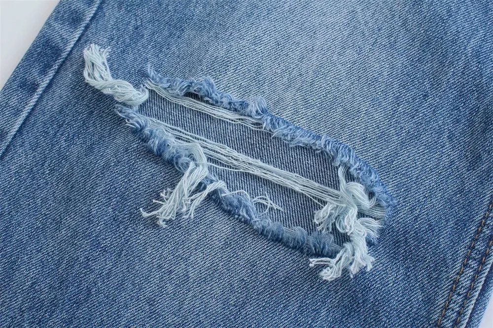 Personalize Calças de Denim Soltas para Mulheres da Nova Moda, Cintura Alta, Lavadas, Rasgadas em Algodão Y2K Jeans