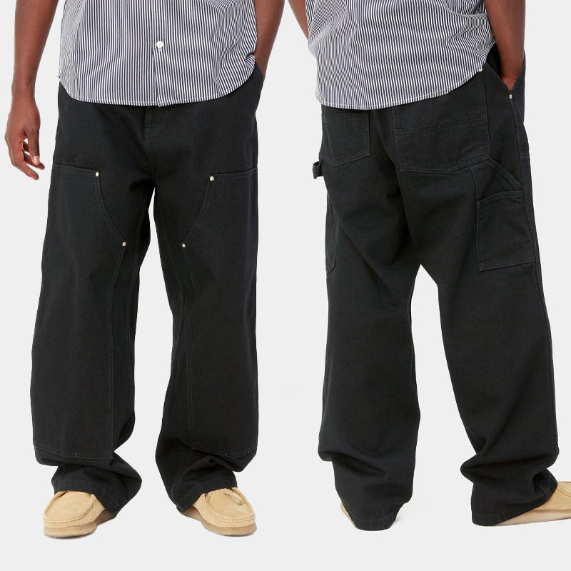 Calças de Trabalho de Cintura Alta com Logo Personalizado, Calças Retas, Ajuste Solto, Jeans de Pilha, Calças Cargo Largas e Baggy