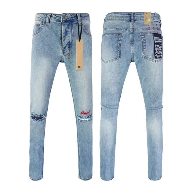 Calças de Denim Slim Fit por Atacado Design Personalizado