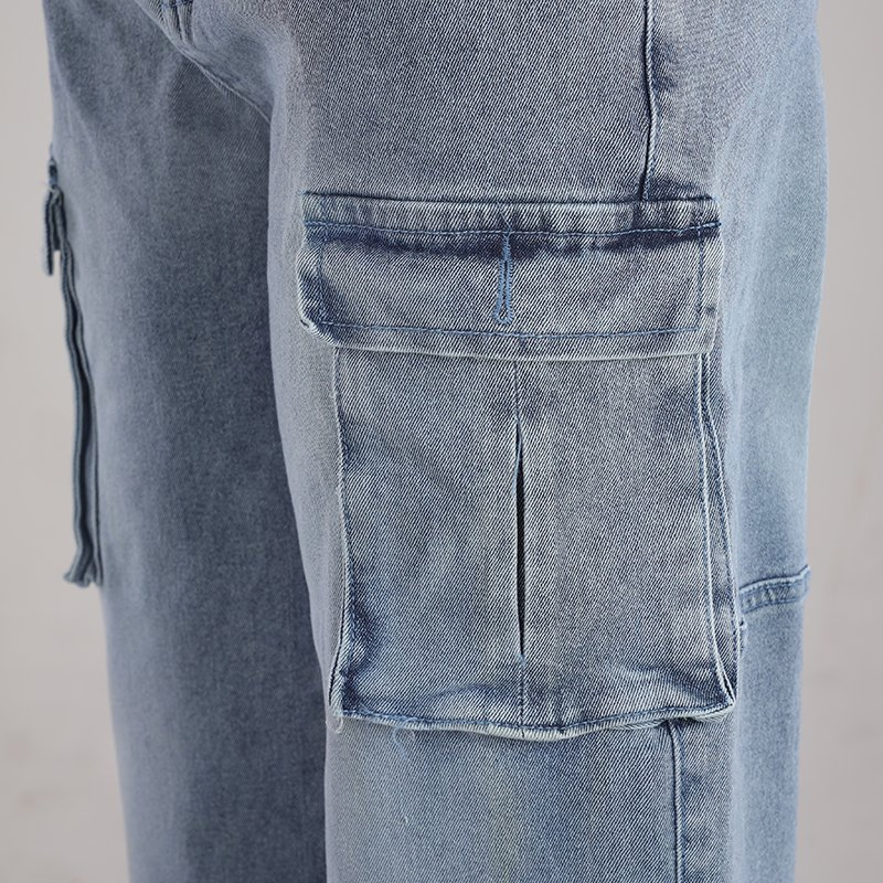 Calças femininas de estilo hip hop, design único e estilo de gêmeos, moda tendência, jeans de denim retro com múltiplos bolsos