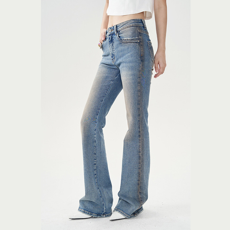 Novo para Leggings de Denim Femininas de Cintura Alta Skinny Estilo Casual Reto Respirável