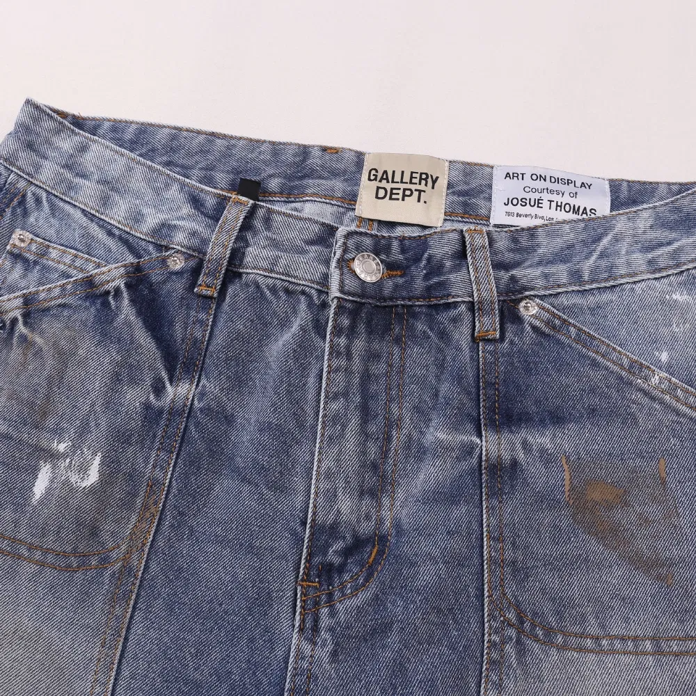 Calças de Denim com Lavagem Vintage Estilo Gallery Dept (Corte Reto em Lote)