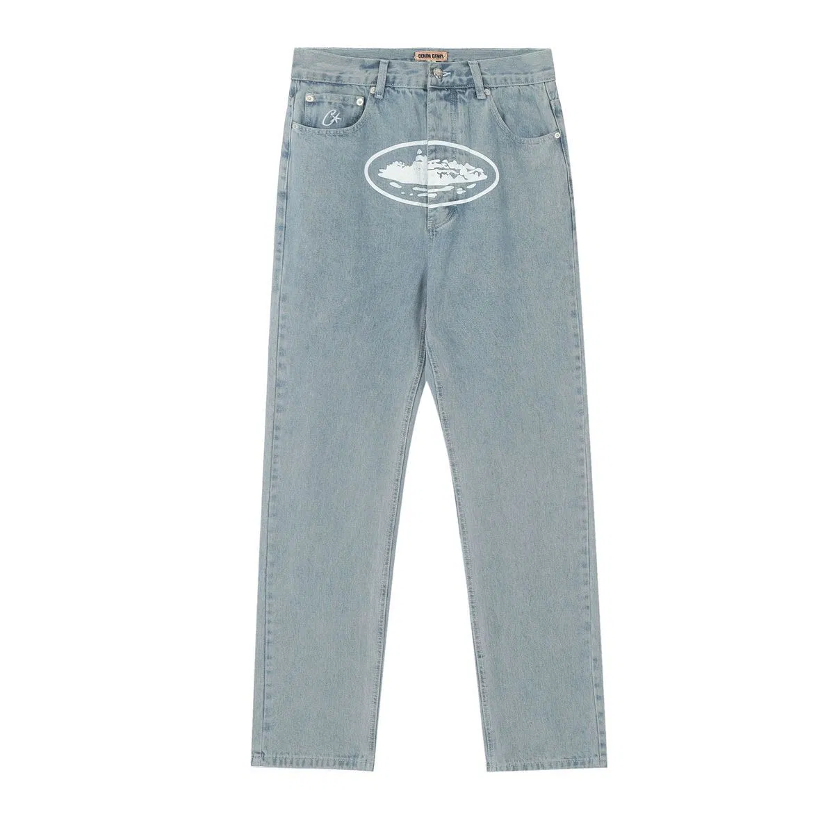 Calças de Jeans Azul de Corteiz para Homens, Ajuste Relaxado, Casuais, do Dia a Dia, Roupas de Rua