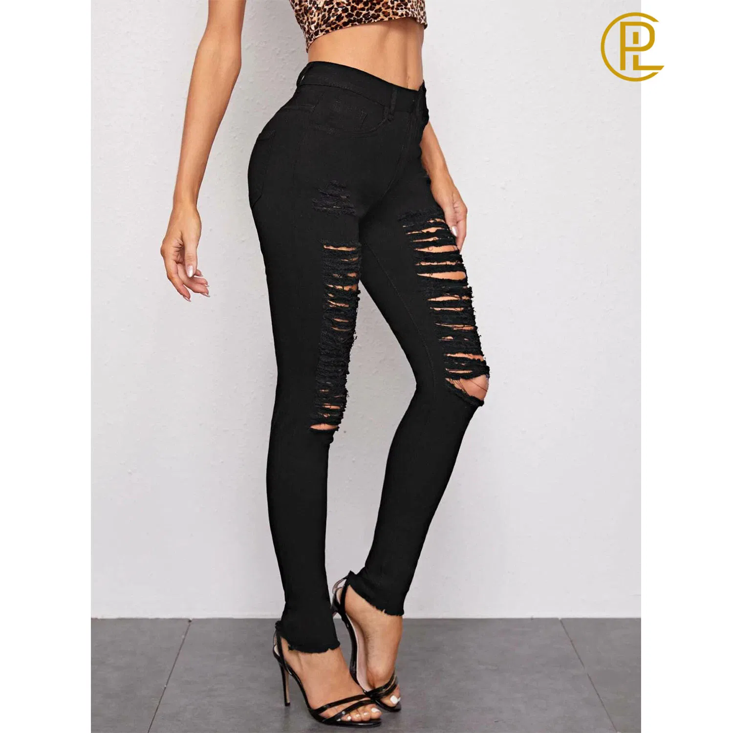 2020 Novo Design Vendas Quentes Calças Skinny Slim com Furos