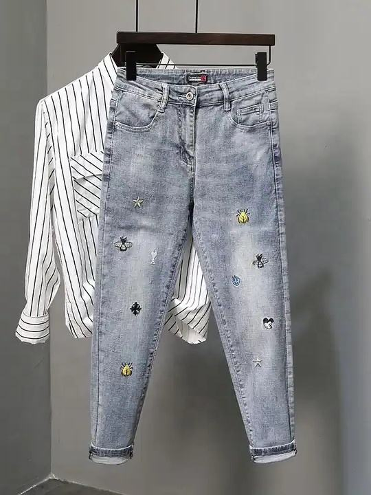 Calças Jeans Masculinas Ajustadas Stonewashed Vintage Respirável de Cintura Média e Perna Reta
