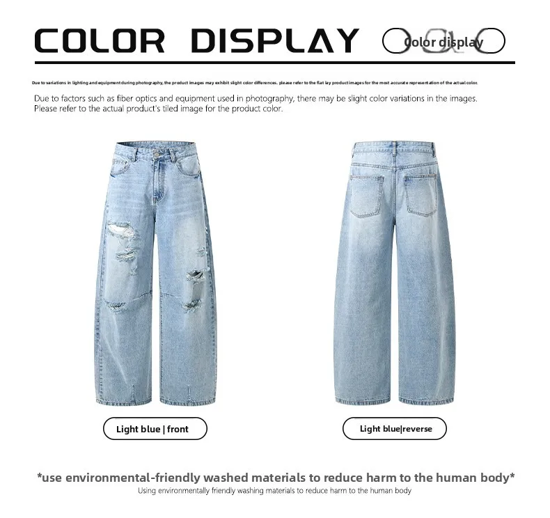Jeans retos rasgados vintage azul claro estilo verão