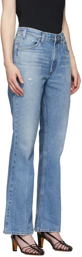 Novo Design Calças Jeans Femininas de Cintura Alta com Azul Claro