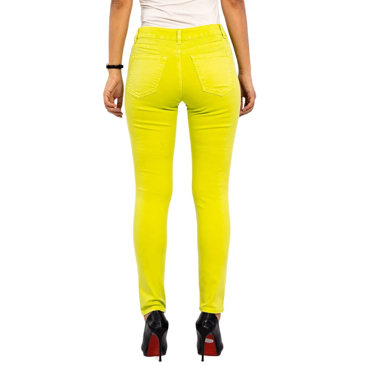 Calças personalizadas de cor sólida, calças casuais, cintura baixa, jeans skinny femininos