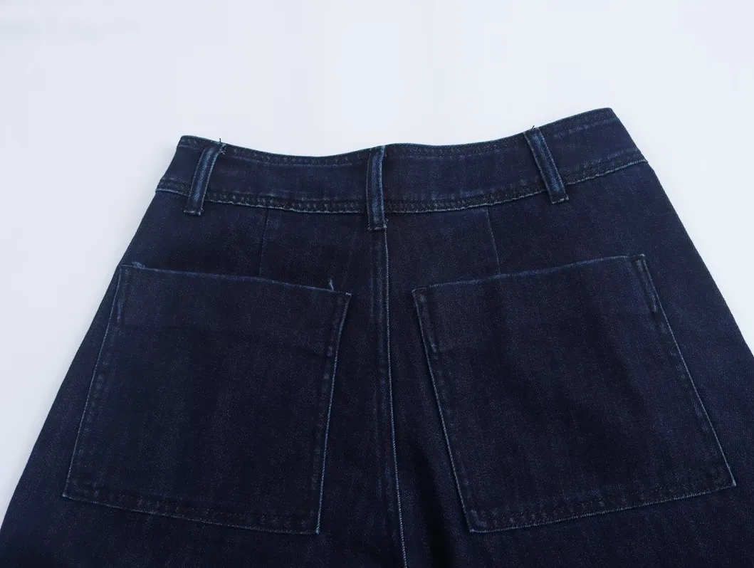 Jeans de cintura alta e perna larga estilizados e personalizados para a moda moderna feminina