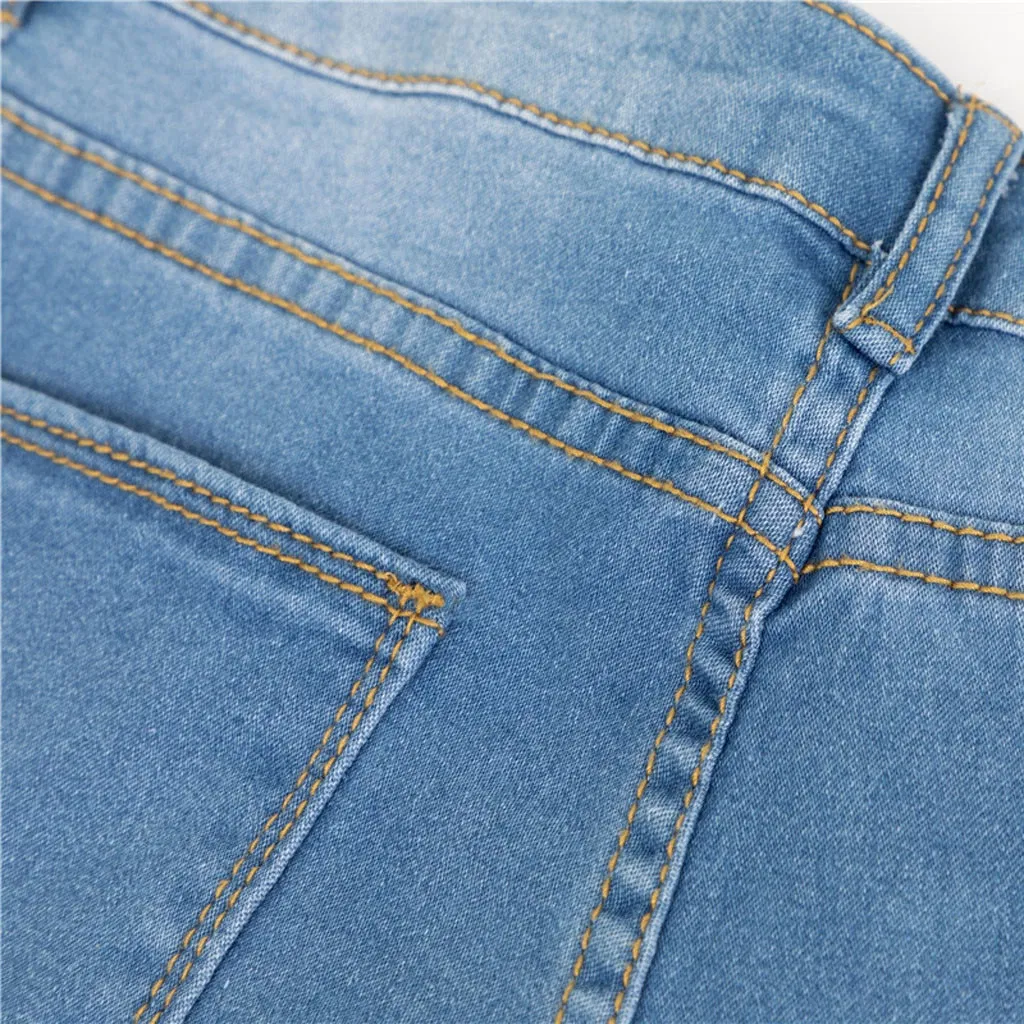 Calças femininas de cintura alta skinny de denim personalizadas de alta qualidade