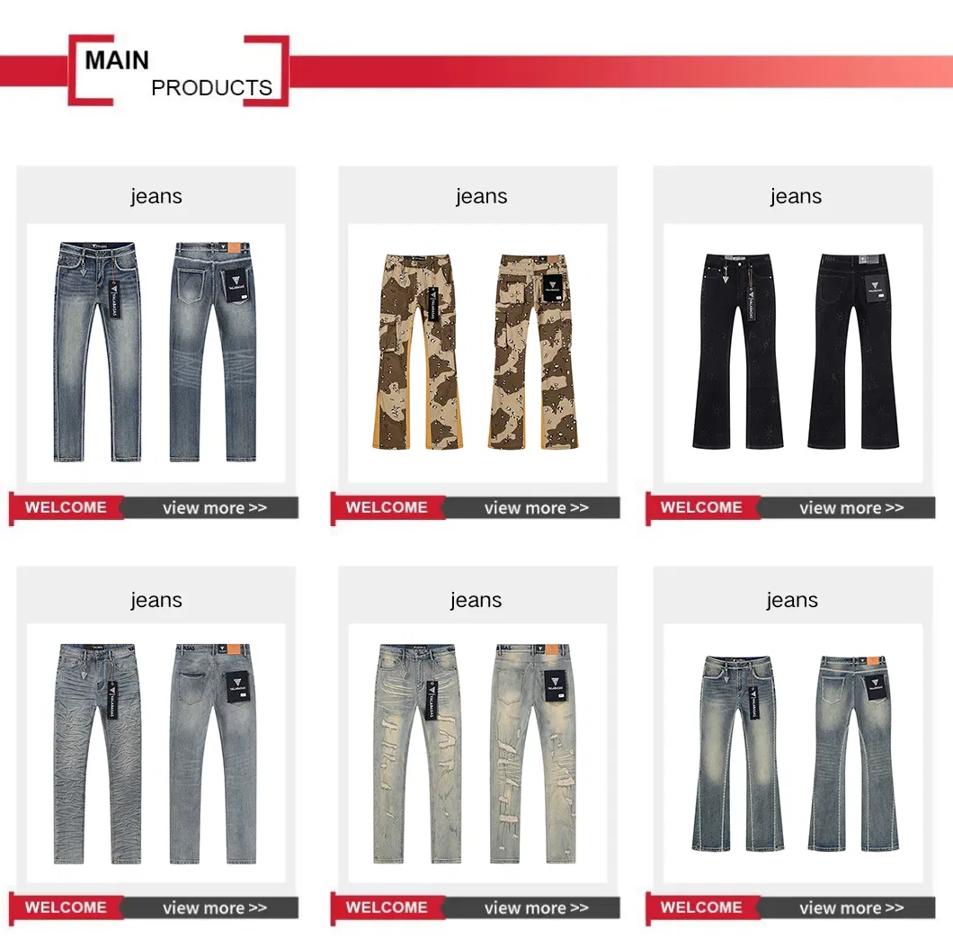 Calças de Jeans Vintage Desgastadas e Rasgadas para Homens Premium High Street