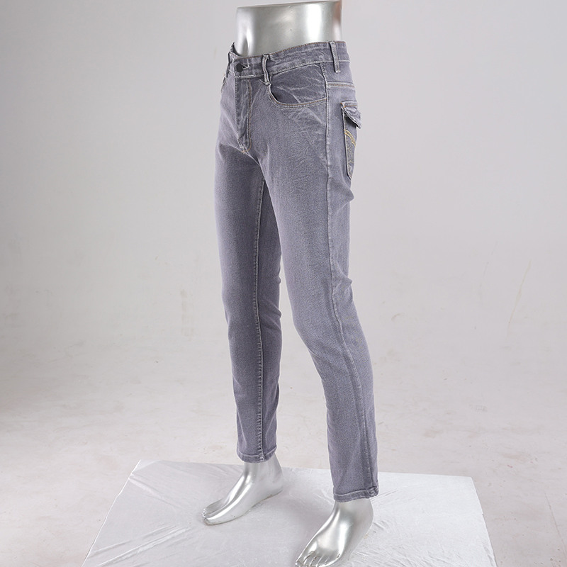 Calças de denim casuais de ajuste regular de cintura baixa, com alta resiliência e cor de luz personalizada, jeans retos para homens