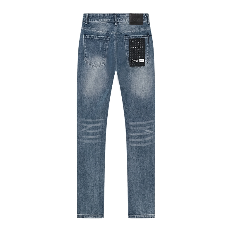 Calças Jeans Slim Tapered Masculinas Atacado em Mistura de Algodão Premium