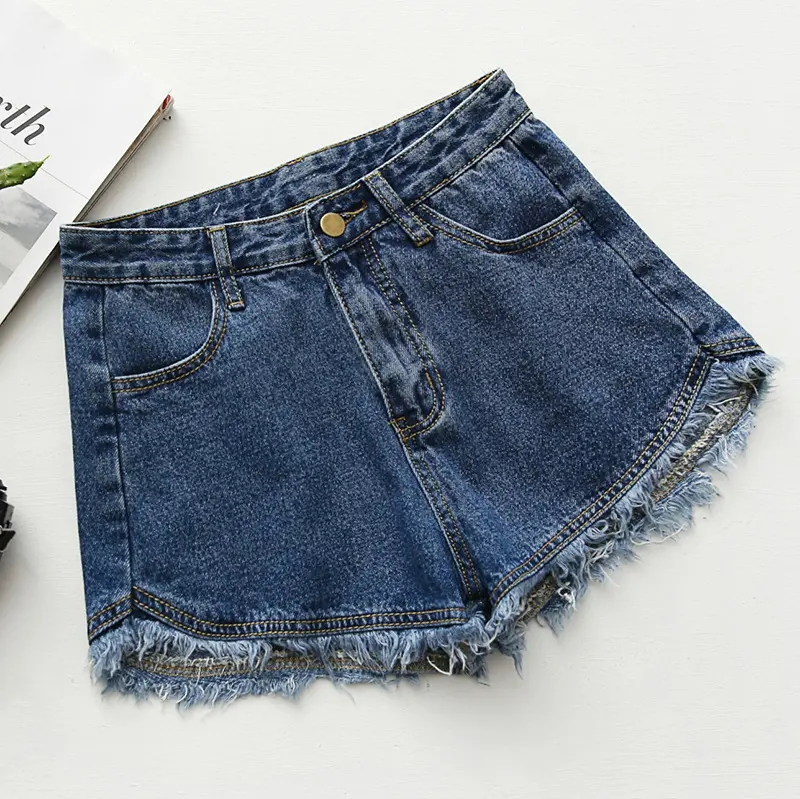 Shorts de Denim de Cintura Alta para Mulheres de Alta Qualidade, Jeans Casuais Slim Fit para Mulheres
