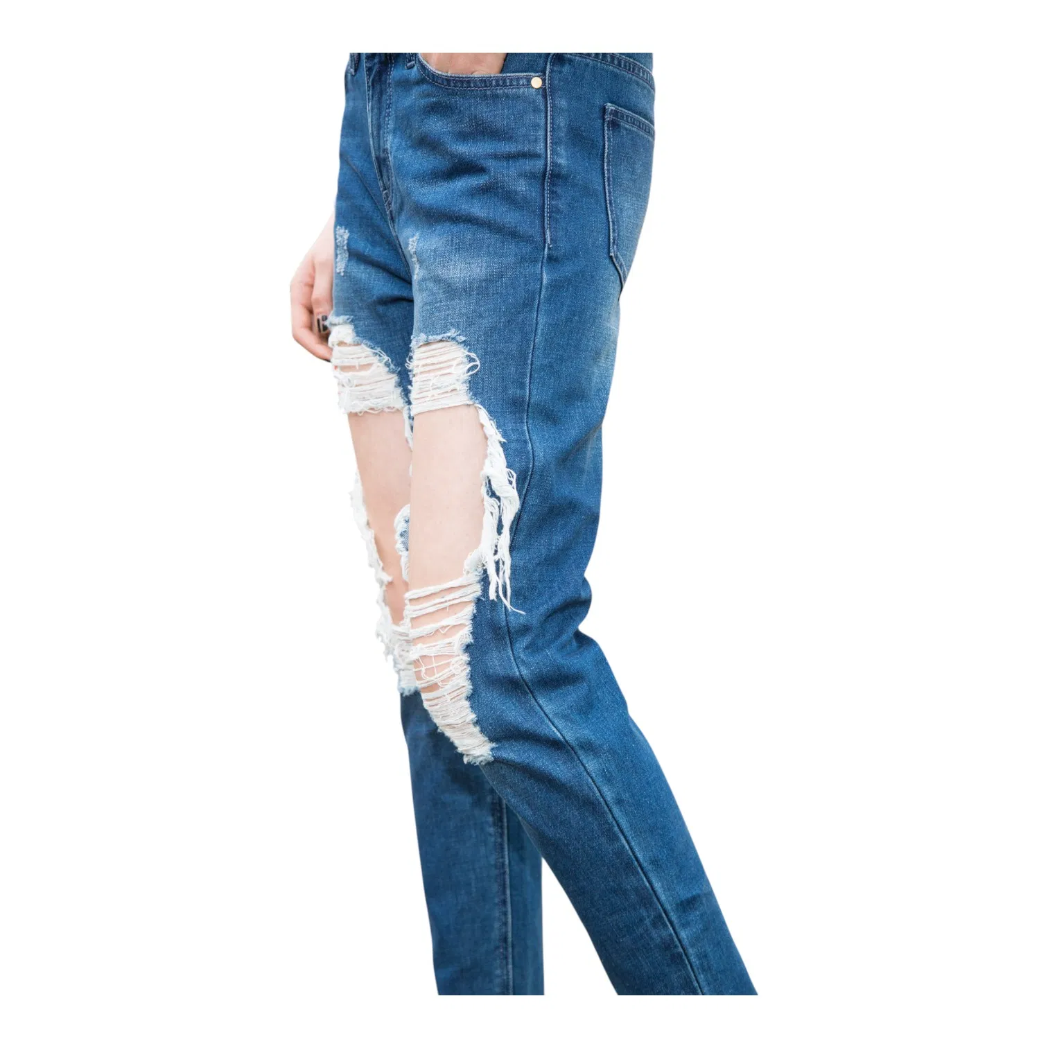 Calça Jeans de Denim Personalizada com Design Lavado Suave e Ajuste Relaxado, Oferecendo Conforto Máximo e Uso Diário