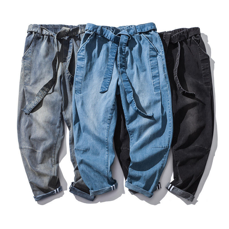 Novo Moda Retrô Calças Jeans Masculinas Largas Tamanho Plus