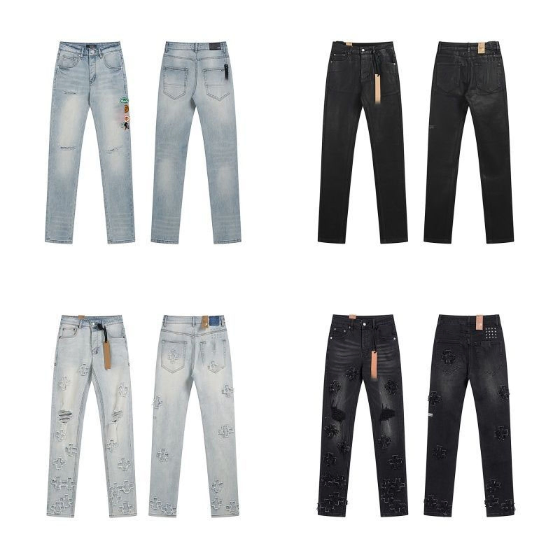 Calças jeans estéticas slim straight masculinas por atacado em denim com conforto e elasticidade