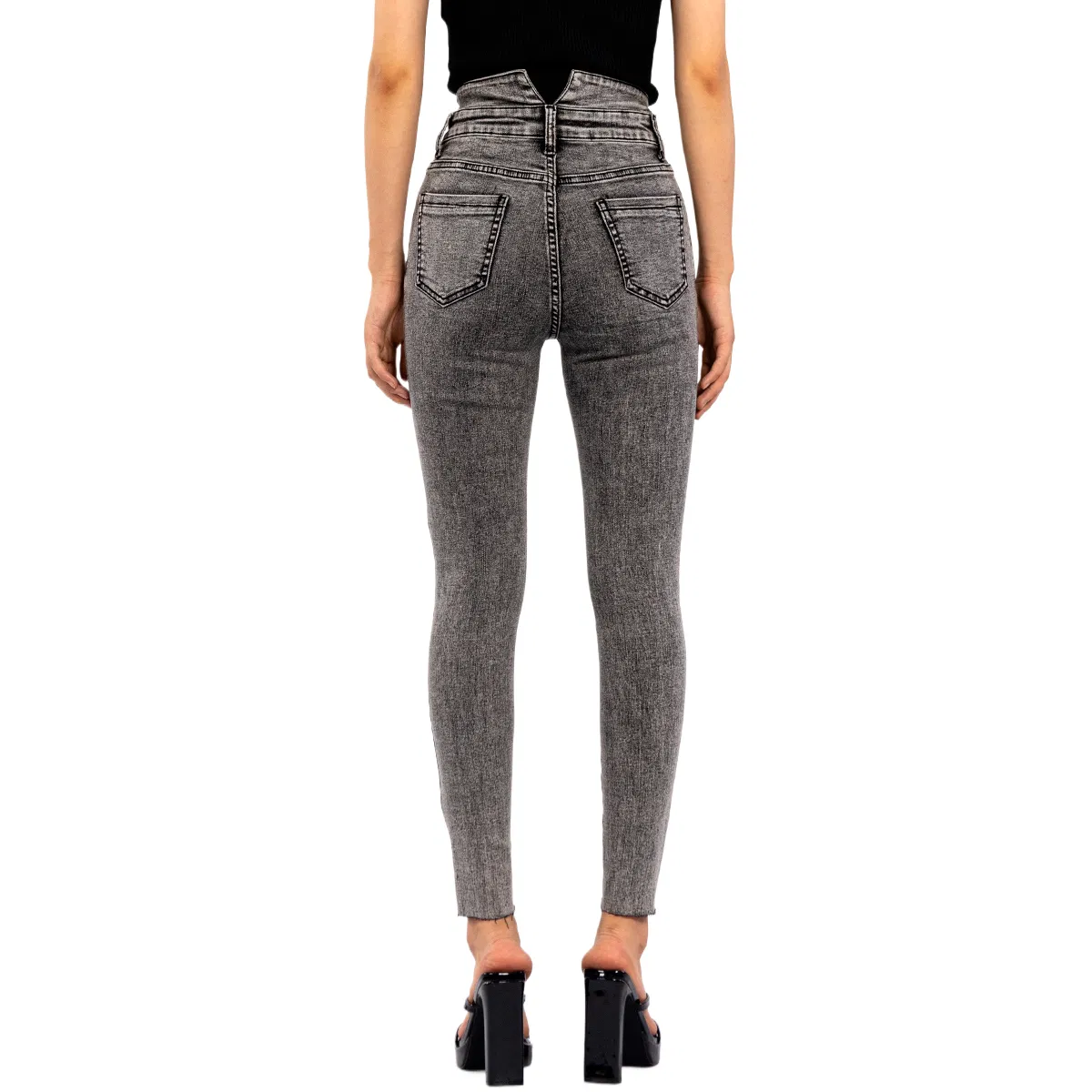 Jeans skinny de cintura alta com controle de barriga para mulheres, moda primavera verão