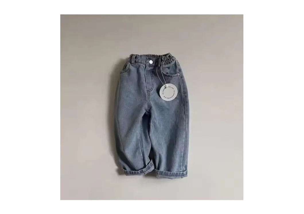 Calças Jeans Casuais para Meninas com Cintura Elástica e Corte Solto