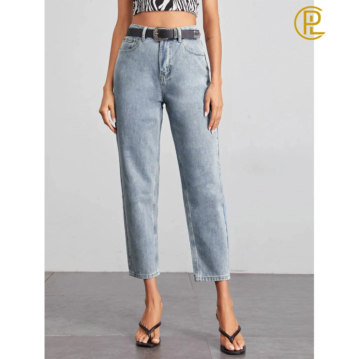 Vendas de Fábrica Jeans de Denim Feminino Simples de Alta Qualidade