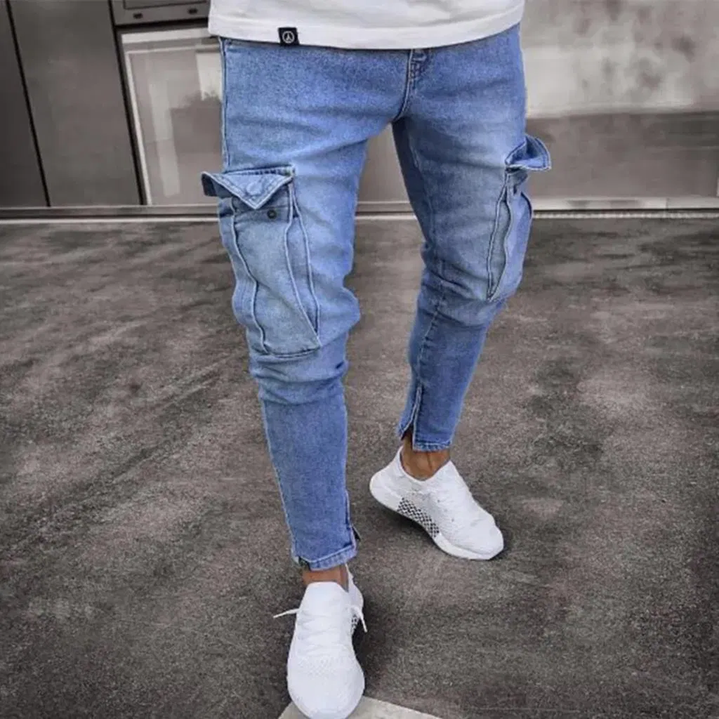 Calças de Jeans Casuais Masculinas Stretch Duráveis e Respiráveis para Atividades ao Ar Livre Estilo Europeu Moda Calças Cargo