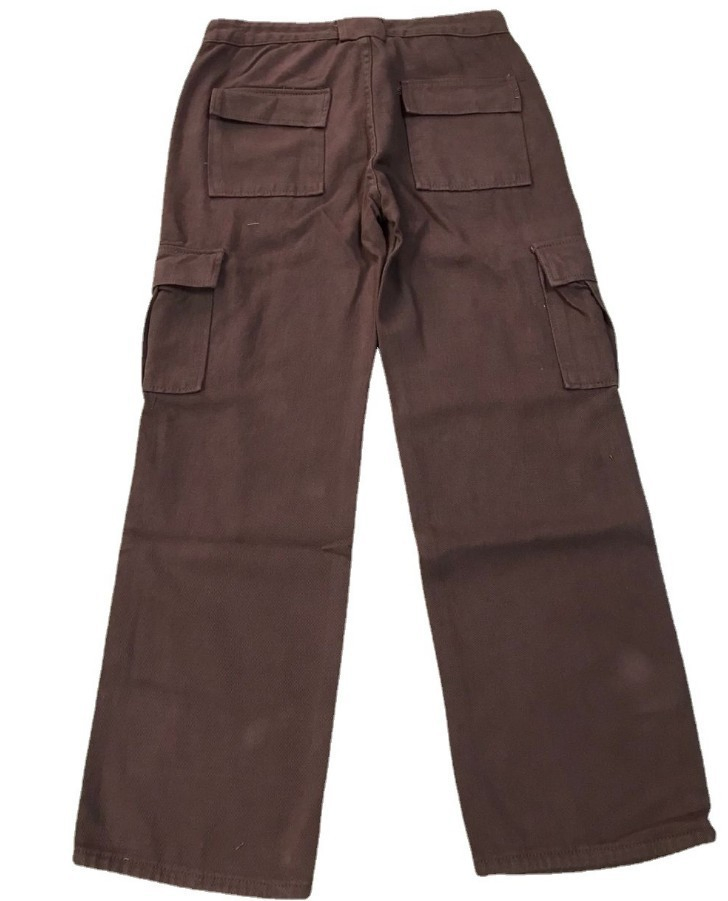 Calças jeans casuais soltas de cintura média com costura de bolso para mulheres