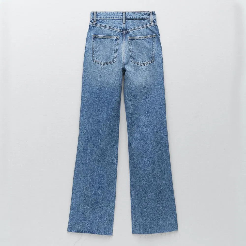 Personalize Calças de Denim Soltas para Mulheres da Nova Moda, Cintura Alta, Lavadas, Rasgadas em Algodão Y2K Jeans