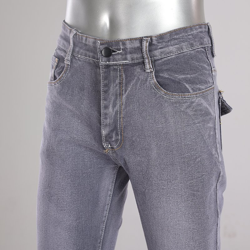 Calças de denim casuais de ajuste regular de cintura baixa, com alta resiliência e cor de luz personalizada, jeans retos para homens