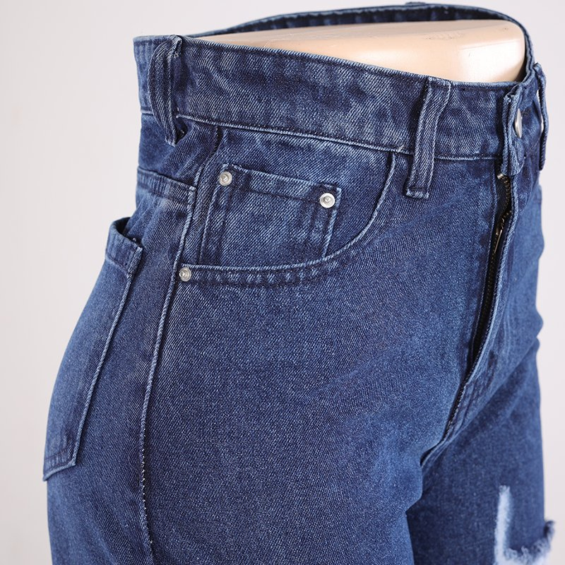 Roupas de Verão Estilo Urbano Calças de Denim Jeans Largura Solta Baixa Cintura Sexy Rasgadas Jeans de Denim Lavados Desgastados para Mulheres e Senhoras