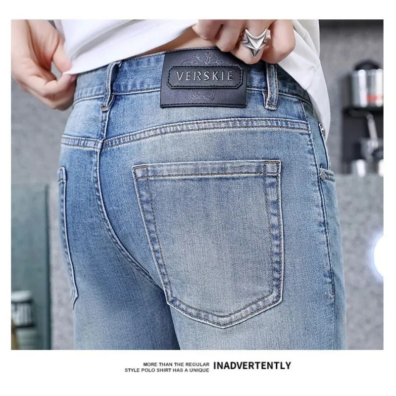Calças Jeans Casuais Slim Fit para Homens de Cintura Alta Respirável Clássicas Estilo Hip Hop Cinza Carvão Letra Outono Verão Primavera