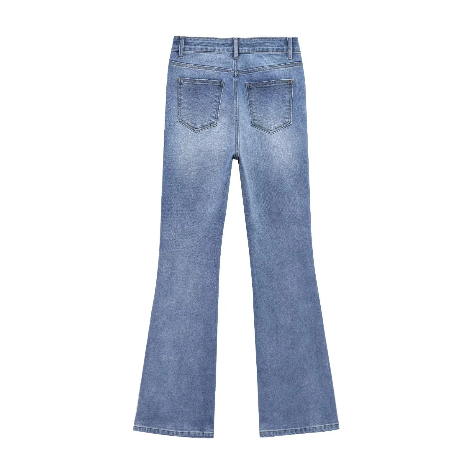 Jeans flare de cintura alta personalizados e estilosos com leve elasticidade