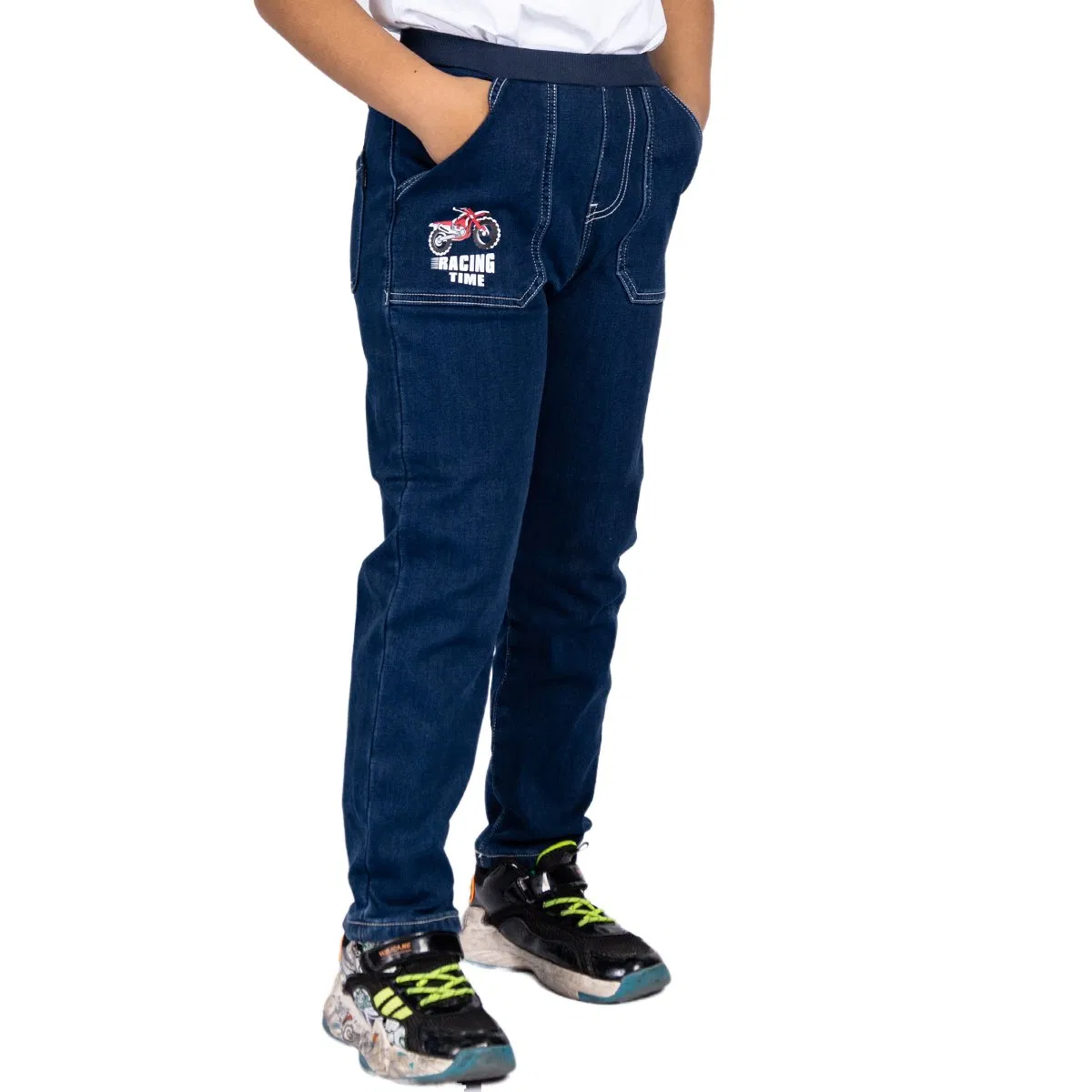 Calças de Denim Personalizadas para Crianças, Calças Casuais, Jeans Slim para Meninos