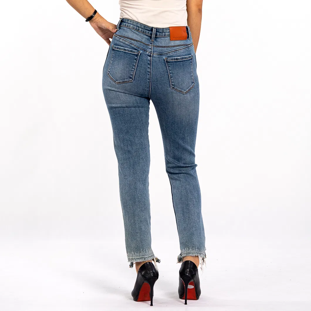 Calças jeans boyfriend slim desgastadas vintage de verão com buracos para mulheres