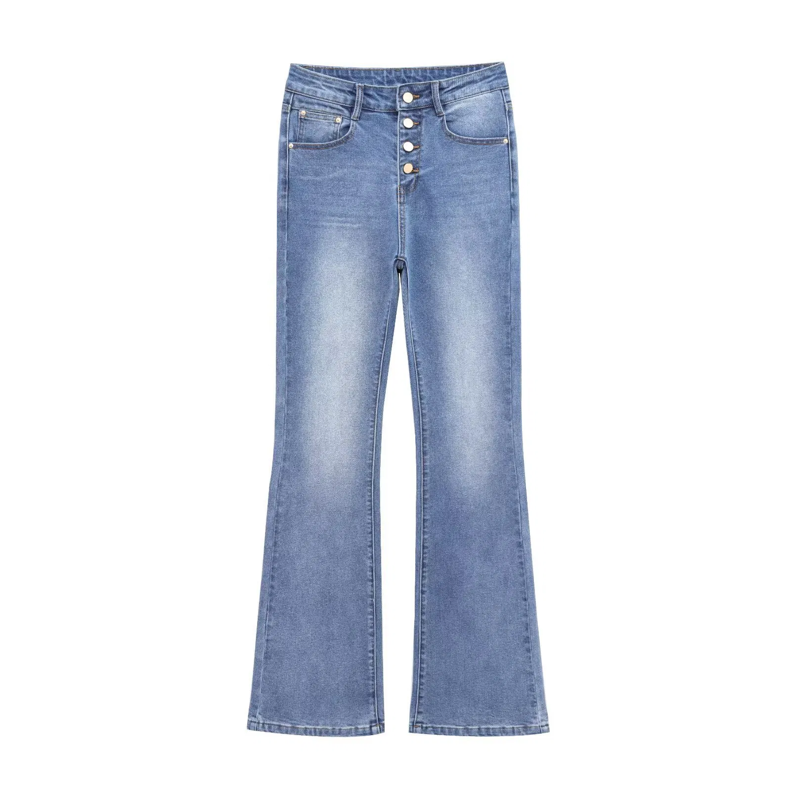Jeans flare de cintura alta personalizados e estilosos com leve elasticidade