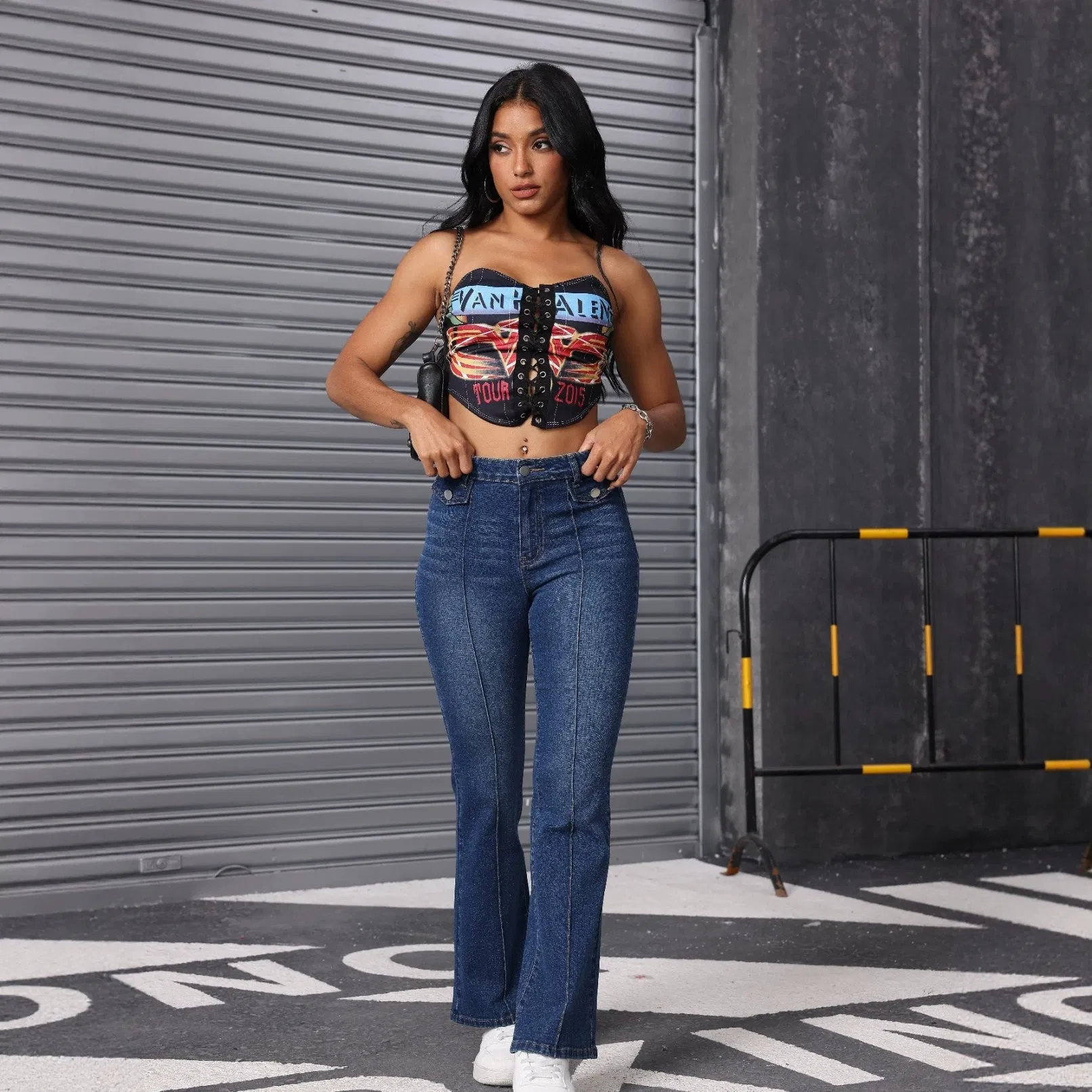 Calças Jeans Femininas de Cintura Alta, Stretch, Corte Relaxado, Cinza Pérola, Visual Limpo, Tamanho Personalizado, Jeans Personalizado
