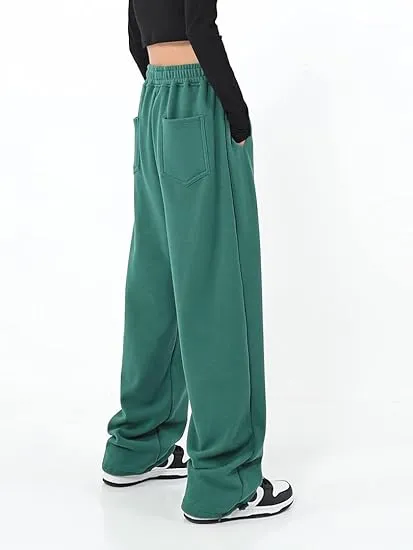 Calças de moletom largas femininas, casuais, soltas, para yoga, confortáveis, calças de lounge, joggers baggy, calças de moletom com bolsos