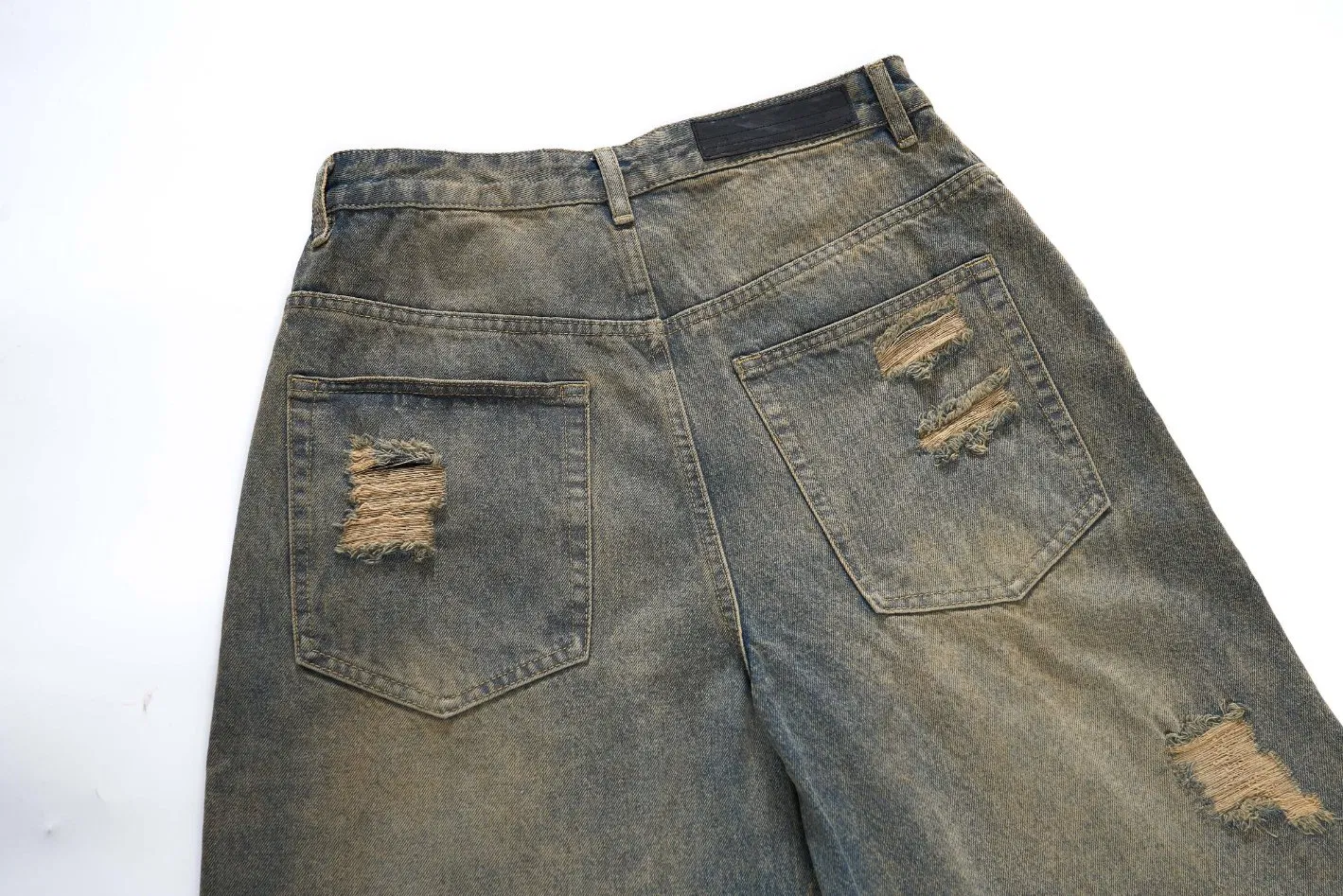 Fabricante Atacadista de Calças Jeans Masculinas Fornecedor Ajuste Relaxado Desbotado ao Sol 100% Algodão Denim Rígido Escovado para o Mercado Skater Pedido de Teste OEM ODM Logotipo Personalizado