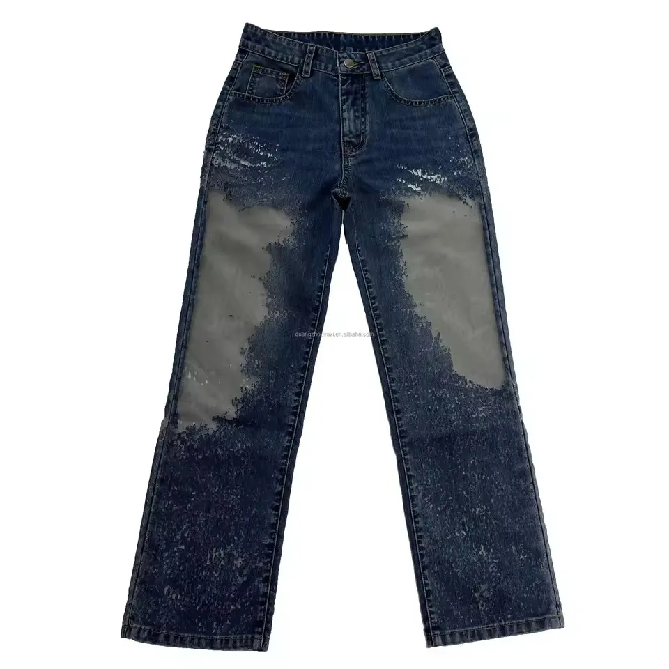 Novo Design de Jeans Femininos com Patches Woven - Estilo Jeans Esgotado e Usado