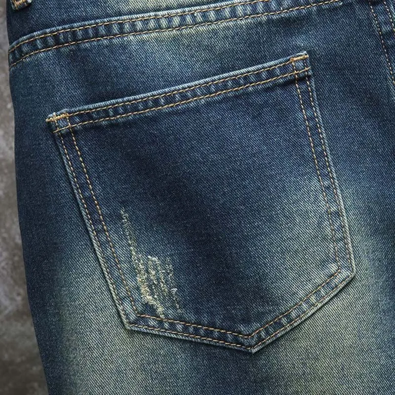 Calças jeans masculinas soltas de perna reta 4