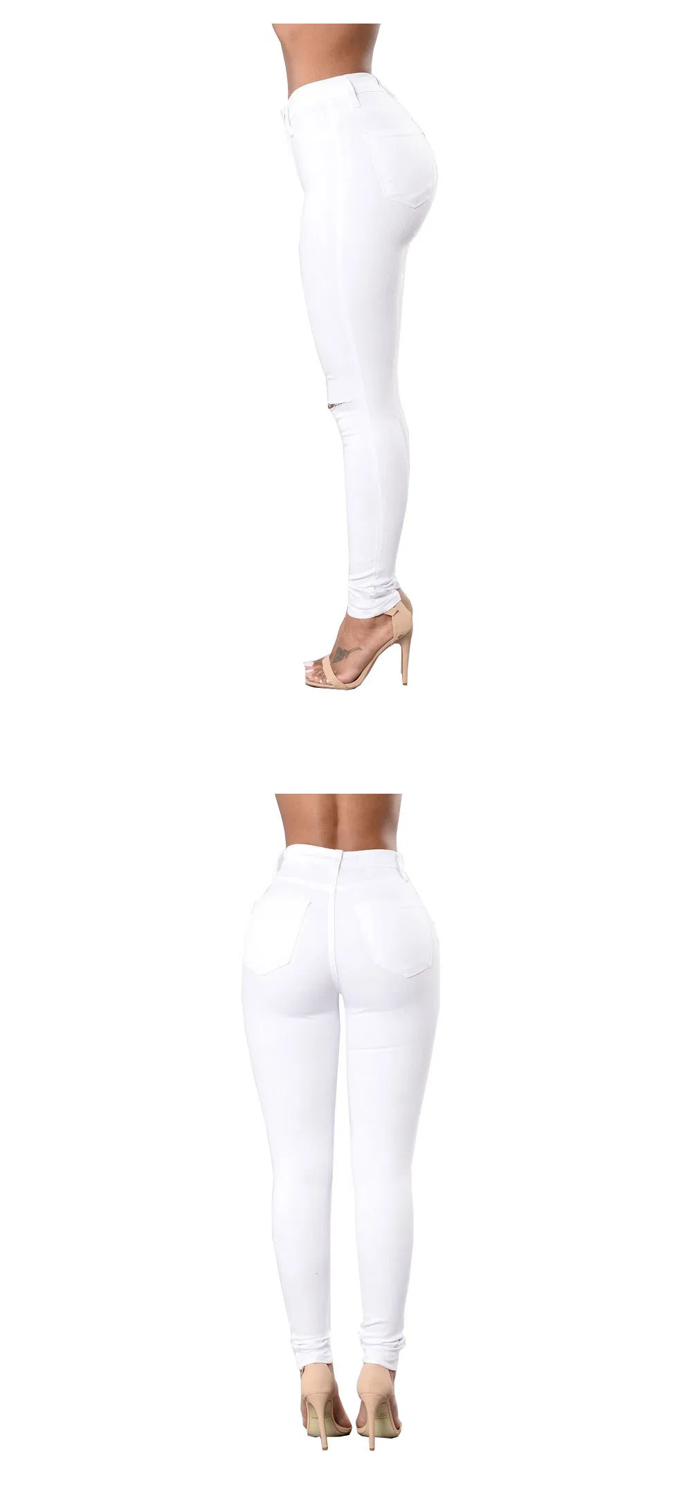 Calças skinny femininas de alta qualidade personalizadas, atacado, calças de denim tipo lápis