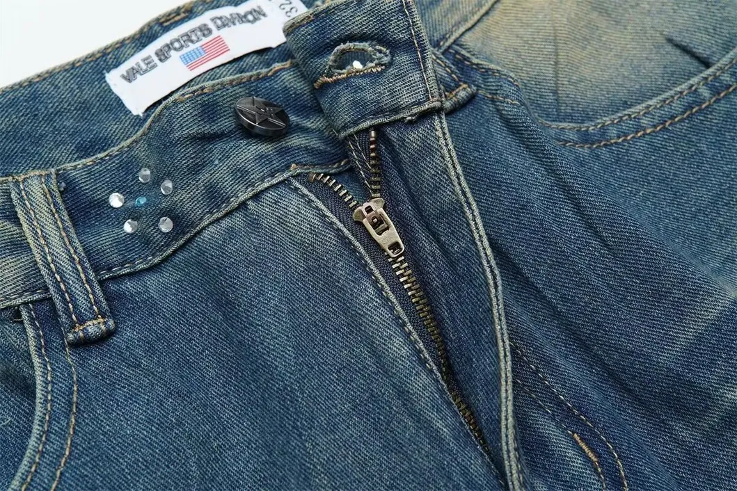 Design Strass Calças Jeans