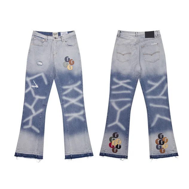 Calças Jeans Premium de Corte Reto para Homens com Aparência Desgastada da Gallery Dept