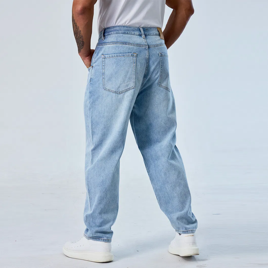Calças baggy plissadas azul brilhante personalizadas para homens