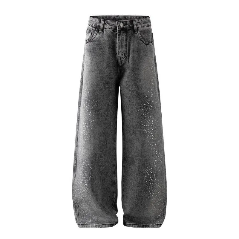 Calças Jeans Masculinas Largas e Soltas Y2K Estilo Retrô com Design de Perna Larga