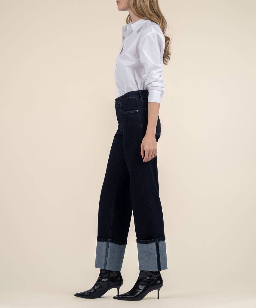 Calças femininas retas de denim de alta cintura personalizadas premium da China