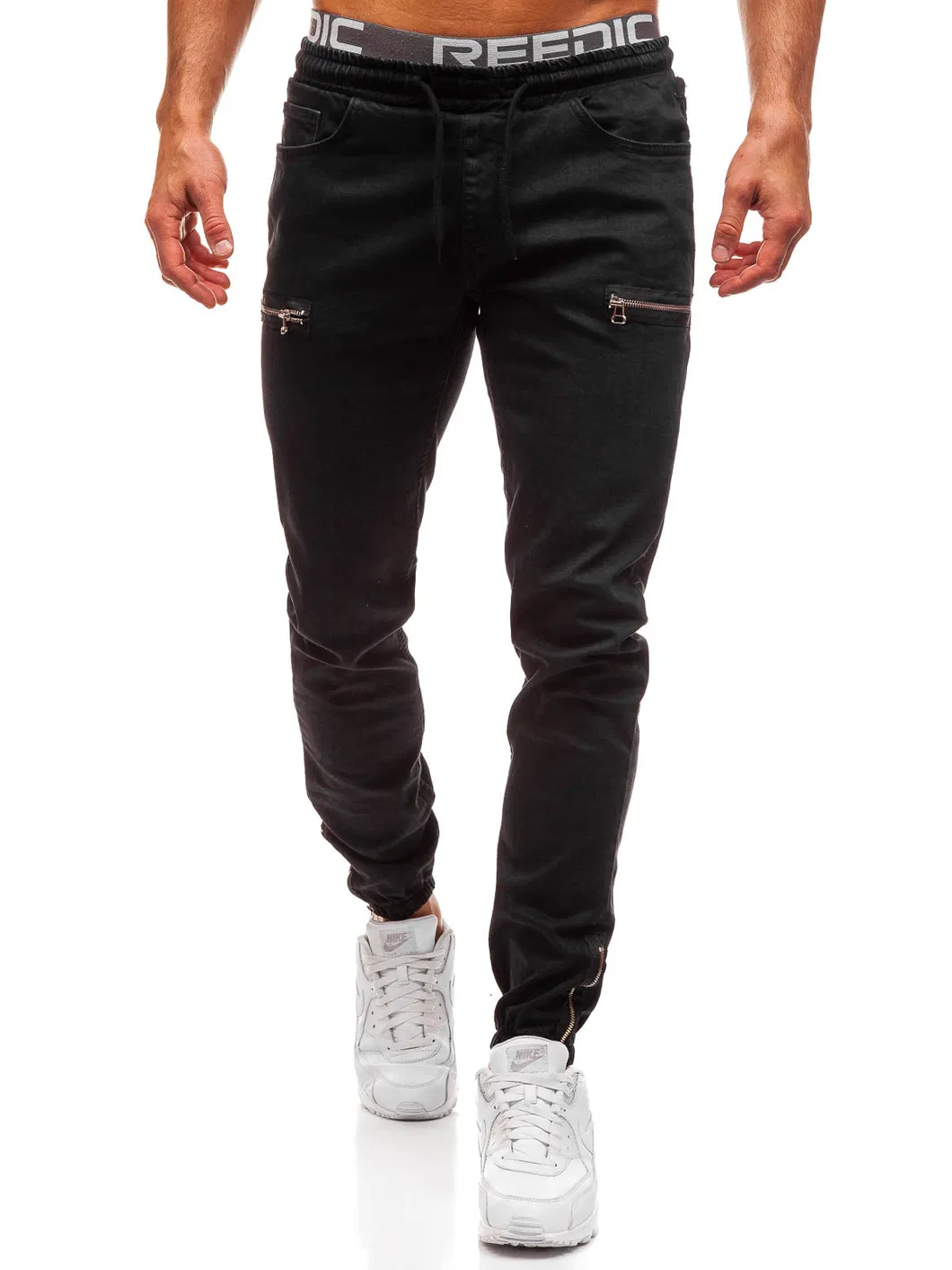 Calças esportivas com zíper para homens, estilo casual, com acabamento fosco