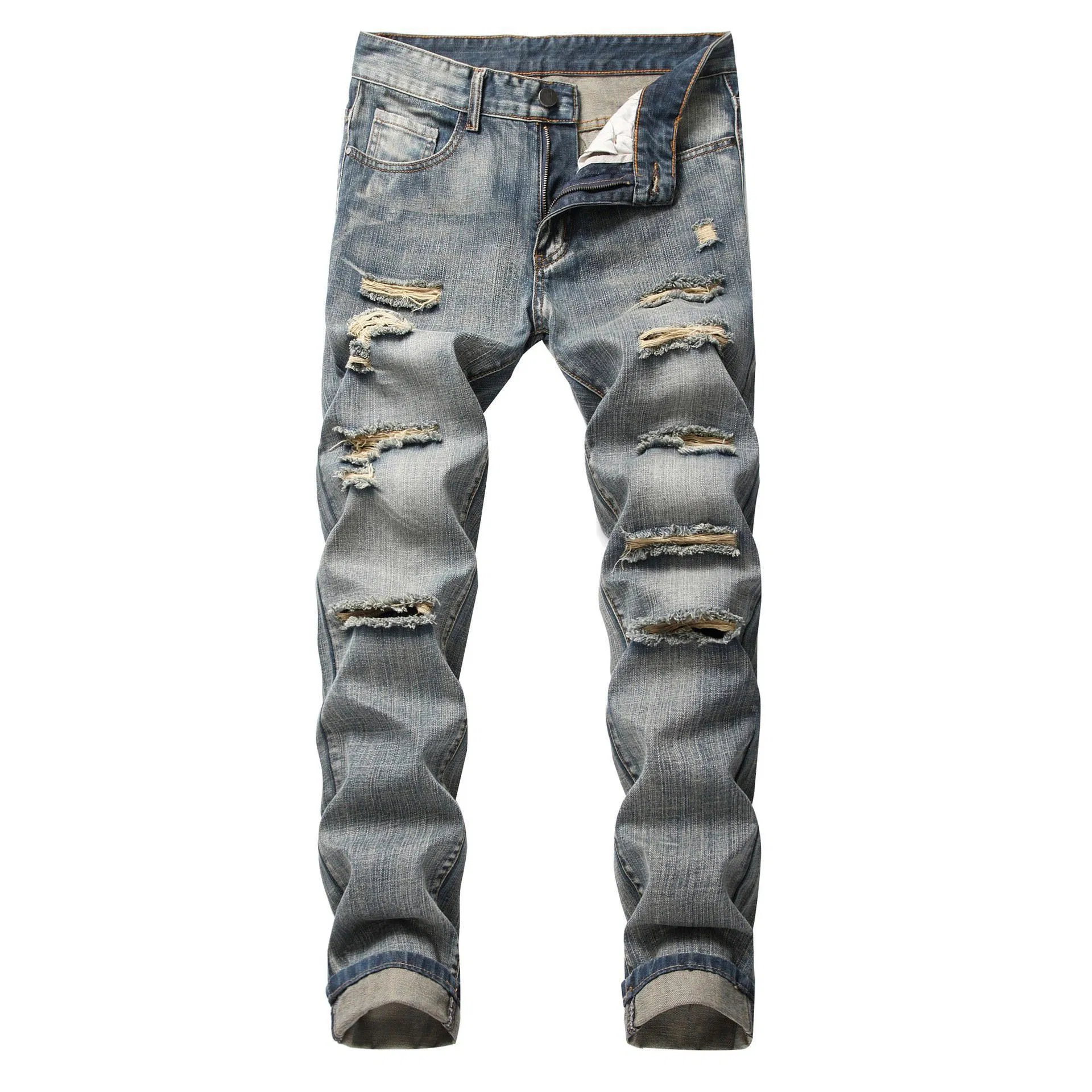 Calças de Jeans Masculinas Brancas de Cintura Alta Rápido Secagem Premium