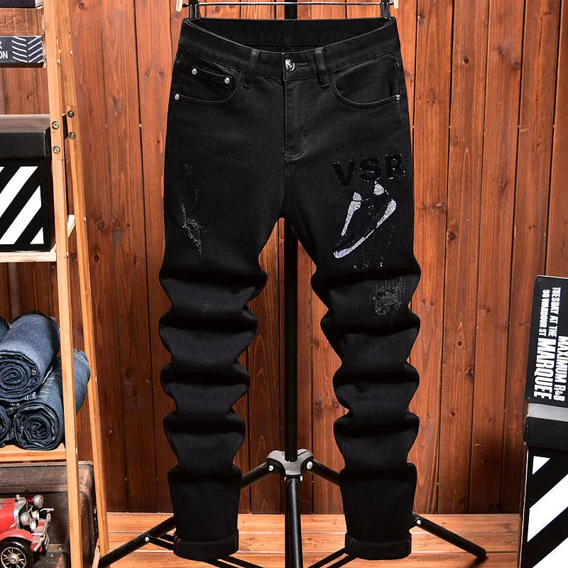 Calças Jeans Baggy Leves para Homens, Lavadas em Denim